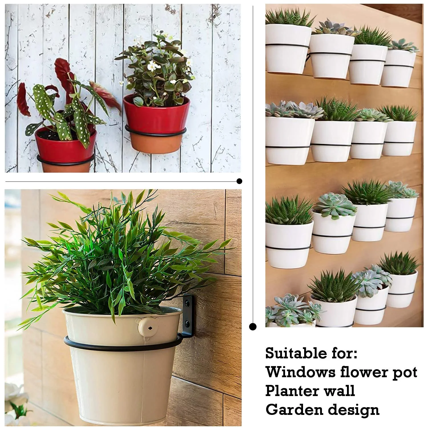 Набір кілець-тримачів для квіткових горщиків GIAK Настінний 3 штуки Складаний Чорний, фото №7 Набір кілець-тримачів для квіткових горщиків GIAK Настінний 3 штуки Складаний Чорний, фото №7