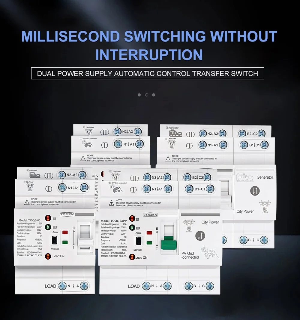 Автомат ввода резервного питания TOMZN TOQ6-63/2 2P 63A 220V АВР переключатель, фото №10