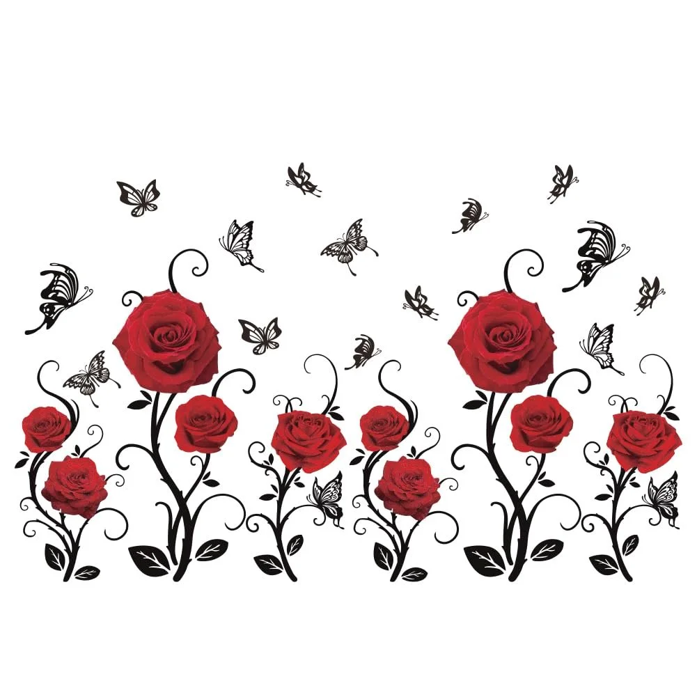 Настінні наклейки SUPERDANT Червоні троянди та метелики 4 аркуші 60 x 30 см, фото №3