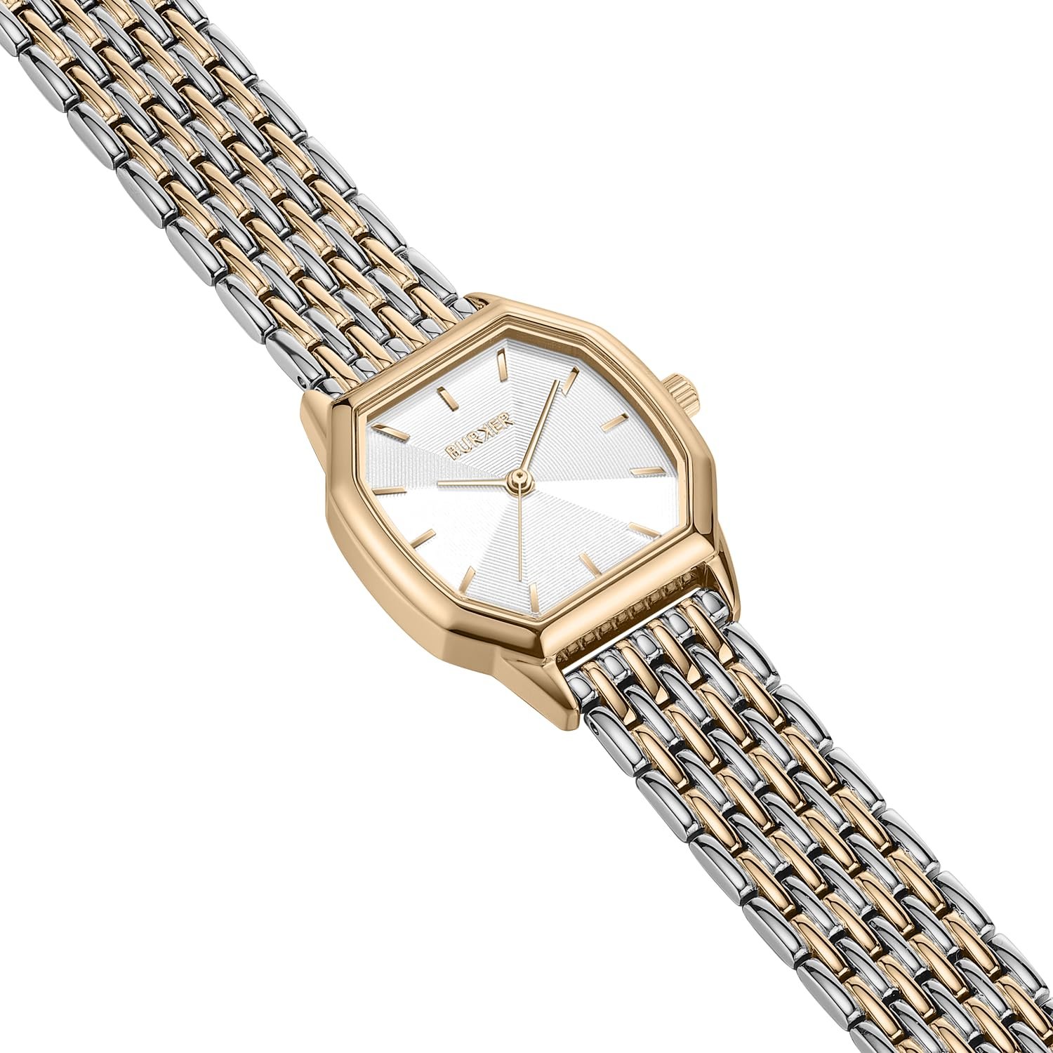 Женские часы BURKER Julia Шестигранный корпус, звеньевой браслет, нержавеющая сталь, аналоговый кварцевый, 3 ATM водонепроницаемость - 32 мм - Золотой Серебряный, фото №4 Женские часы BURKER Julia Шестигранный корпус, звеньевой браслет, нержавеющая сталь, аналоговый кварцевый, 3 ATM водонепроницаемость - 32 мм - Золотой Серебряный, фото №4