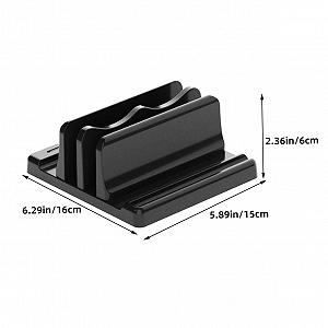 Вертикальная подставка для ноутбука Двойной держатель из прочного материала Регулируемая док-станция для книг и ноутбуков Экономия места Настольный органайзер synthetic.ua - Фото 1
