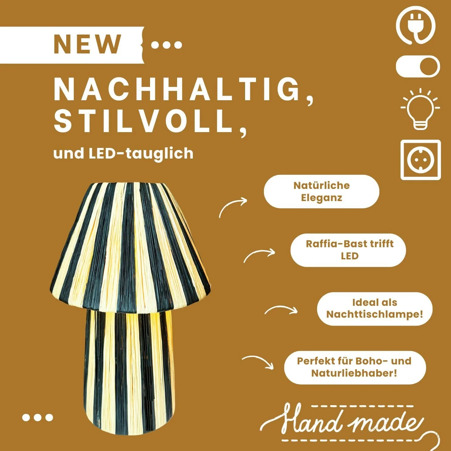 Настільна лампа Marrakech Morjan 40 см Рафія Бохо E27 Бежево-чорна, фото №6