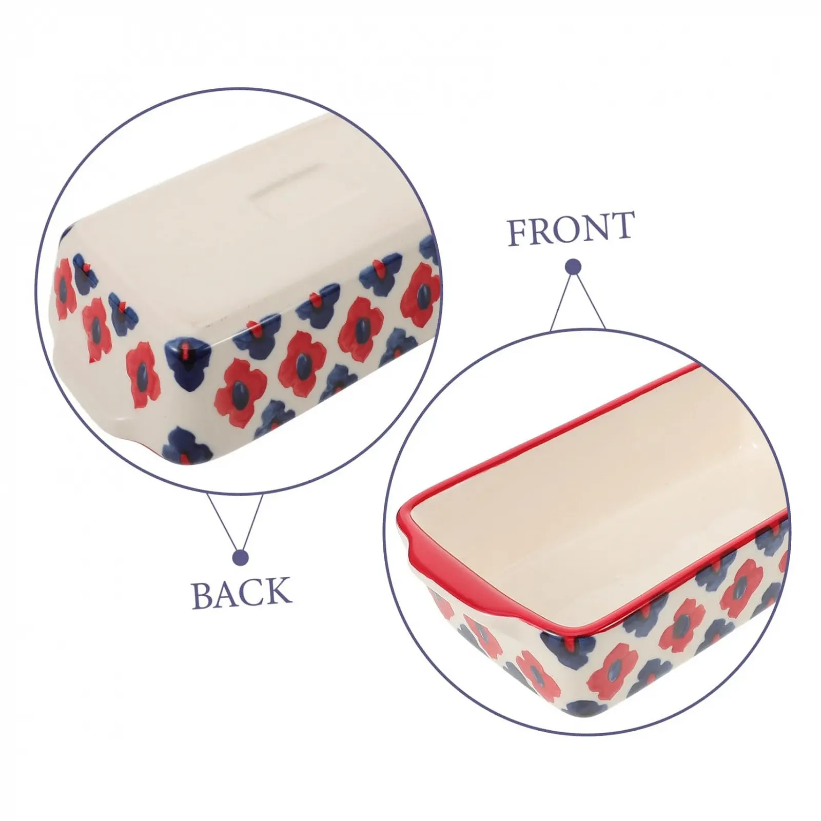 Форма для запекания TOYANDONA Большая прямоугольная керамическая с двумя ручками термостойкая и устойчивая к царапинам для духовки для подачи сыра мяса овощей и пасты можно мыть в посудомоечной машине, фото №3