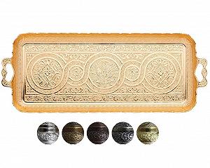 Турецкий кофеный поднос в восточном стиле металлический Цвет Золото - Фото 1