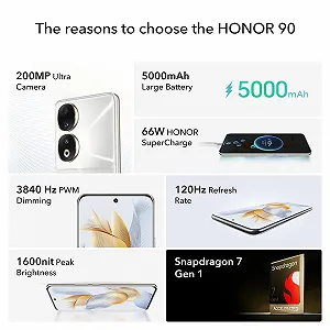 Смартфон HONOR 90 5G 12GB/512GB AMOLED 6.7" 120Гц 200Мп Android 13 Dual SIM NFC (Без зарядного устройства) Green synthetic.ua - Фото 1