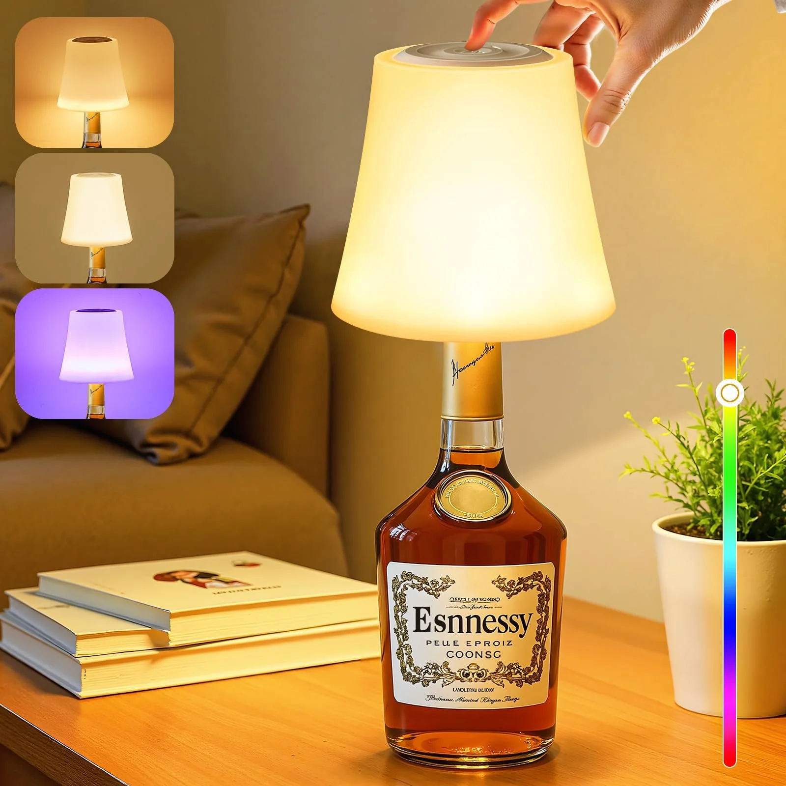 Настільна лампа для пляшок LED Бездротова 5200 mAh 7 режимів RGB IP54 Димована, фото №1