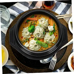 Горшок для бибимбапа керамический термостойкий с плоским дном и подставкой synthetic.ua - Фото 1