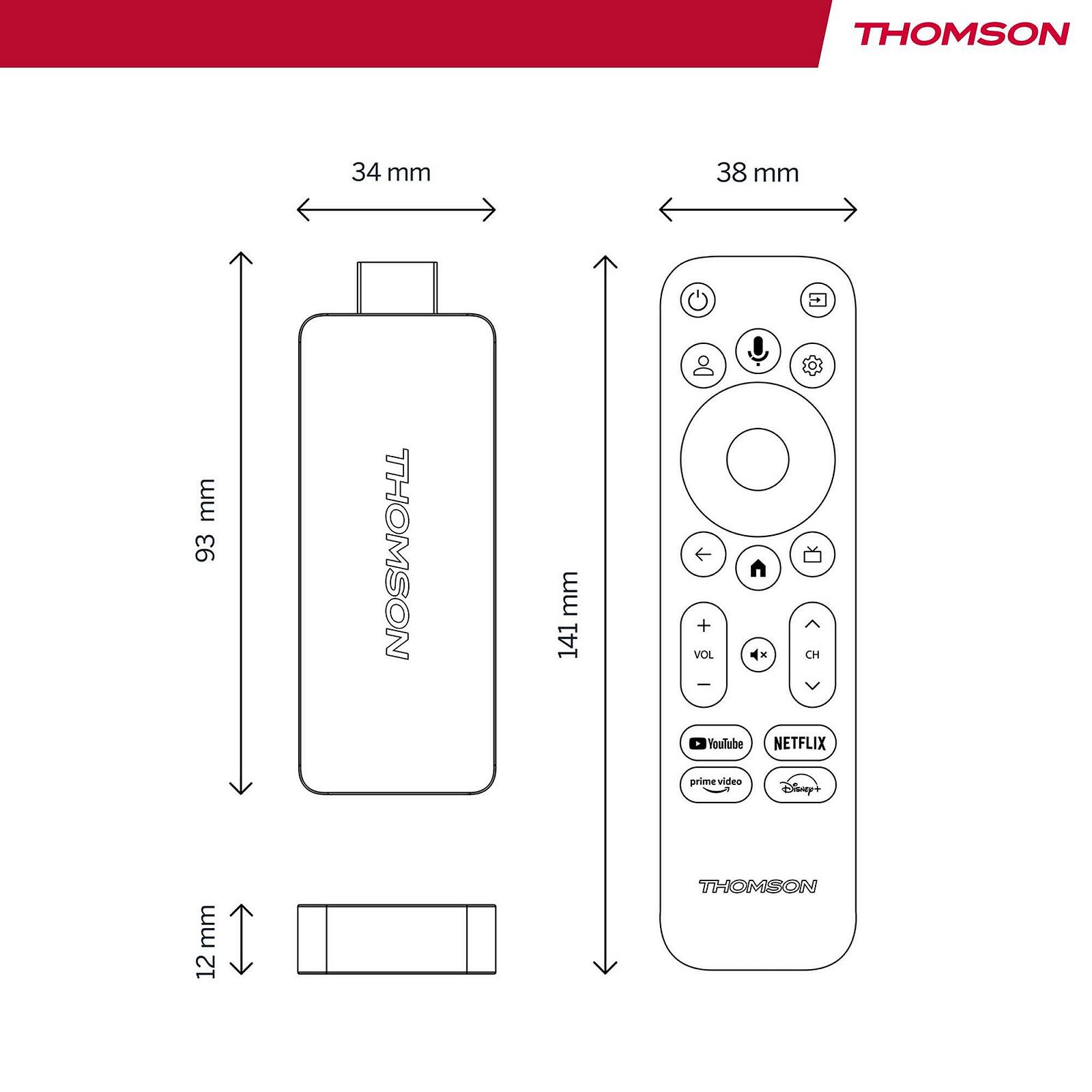 Медиаплеер стриминговый стик THOMSON Google TV 140, 4K UHD, Google Assistant, Googlecast, Wi-Fi, Bluetooth 5.0, HDMI, Dolby Atmos, DTS Digital Surround, HDR10, 2 ГБ RAM, 8 ГБ Memory, фото №2