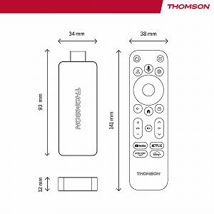 Медиаплеер стриминговый стик THOMSON Google TV 140, 4K UHD, Google Assistant, Googlecast, Wi-Fi, Bluetooth 5.0, HDMI, Dolby Atmos, DTS Digital Surround, HDR10, 2 ГБ RAM, 8 ГБ Memory synthetic.ua - Фото 1