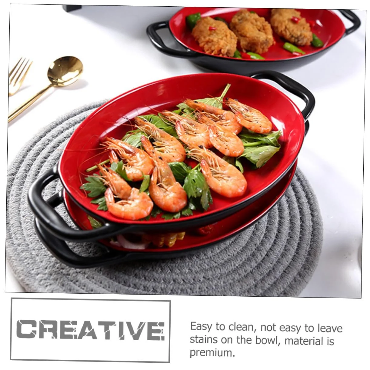 Противень TOYANDONA Керамический с двойными ручками Антипригарный, фото №4