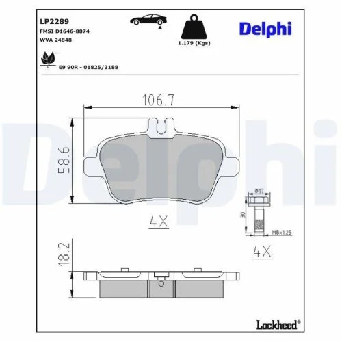 Комплект гальмівних колодок DELPHI LP2289 дискове гальмо, фото №3