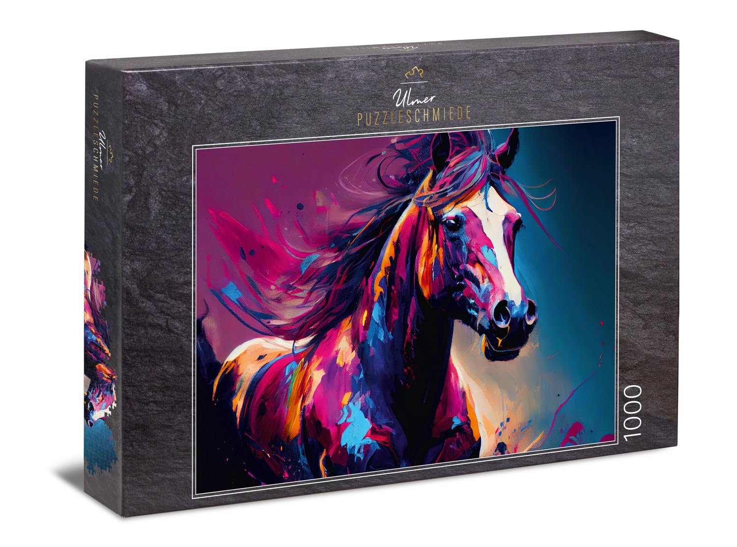 Пазл Ulmer Puzzleschmiede Horses Puzzle Collection "Color Wind" 1000 елементів різнокольоровий кінь із гривою на вітрі, фото №1