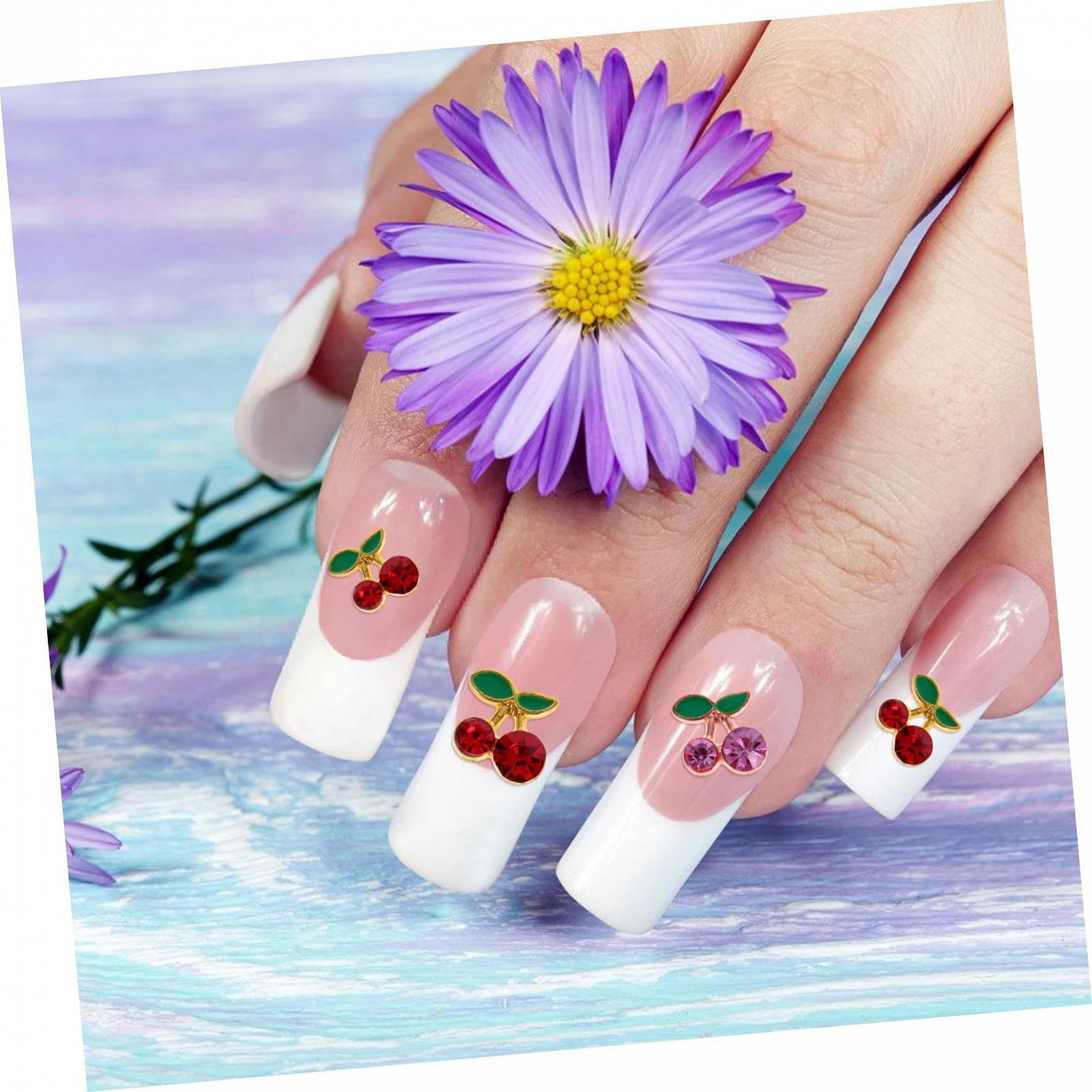 Украшение для ногтей Вишня Healeved, 32 шт., розовые стразы, золотая подвеска, 3D, фото №5