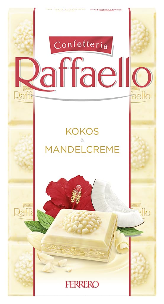 Батончик Ferrero Raffaello Белый шоколад с кокосом и миндальным кремом 90г, фото №1