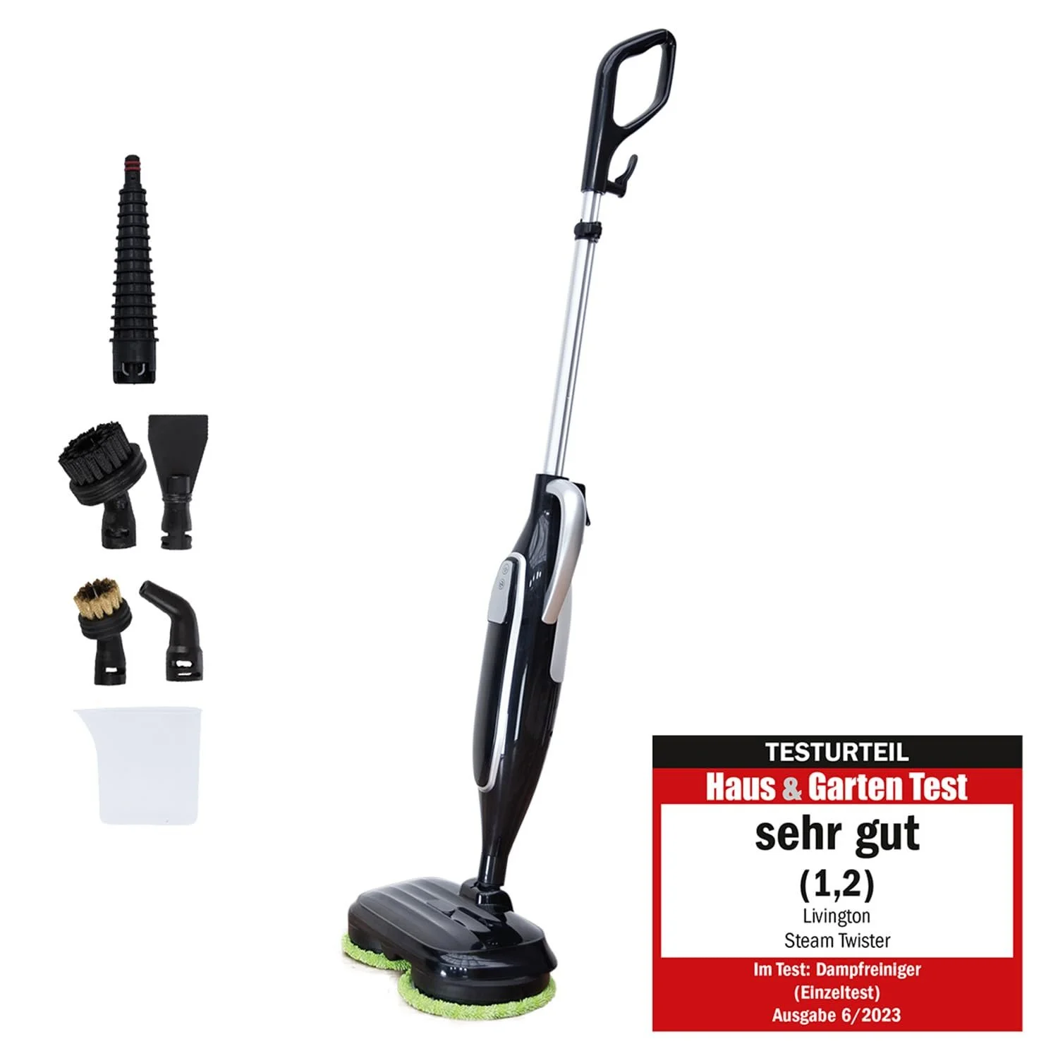 Парова швабра Livington Steam Twister 1300 W електрична 2-в-1 з аксесуарами 330 ml, фото №1