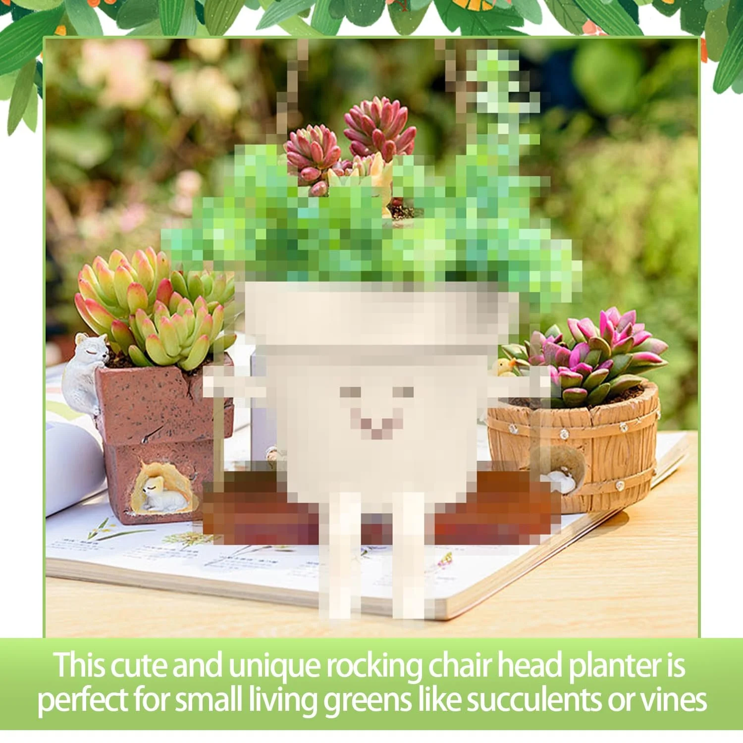 Подвесное кашпо Качели Улыбающееся лицо Из смолы, фото №6