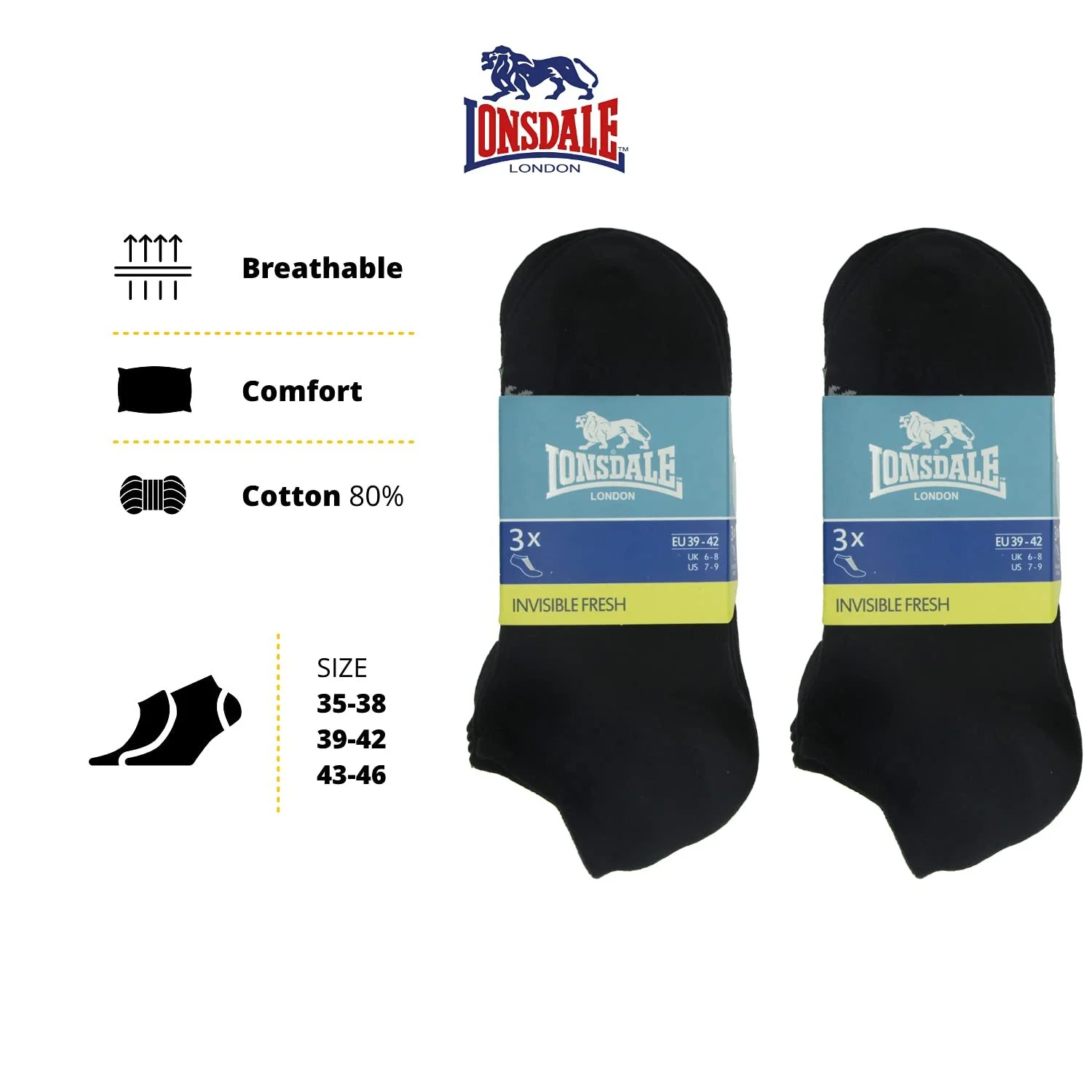 Носки Lonsdale Invisible Fresh Хлопок 6 пар, фото №3