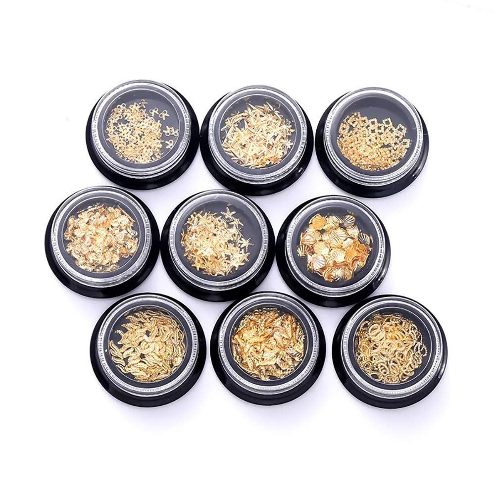 3D Украшения для ногтей Металл 9 шт (Звезда, Бант, Ракушка), фото №1