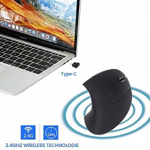 Мышь Беспроводная Вертикальная Fonicer 2.4G USB C, Эргономичная с Приемником Type C для MacBook, Компьютера, Ноутбука и Всех Устройств Type C synthetic.ua - Фото 1