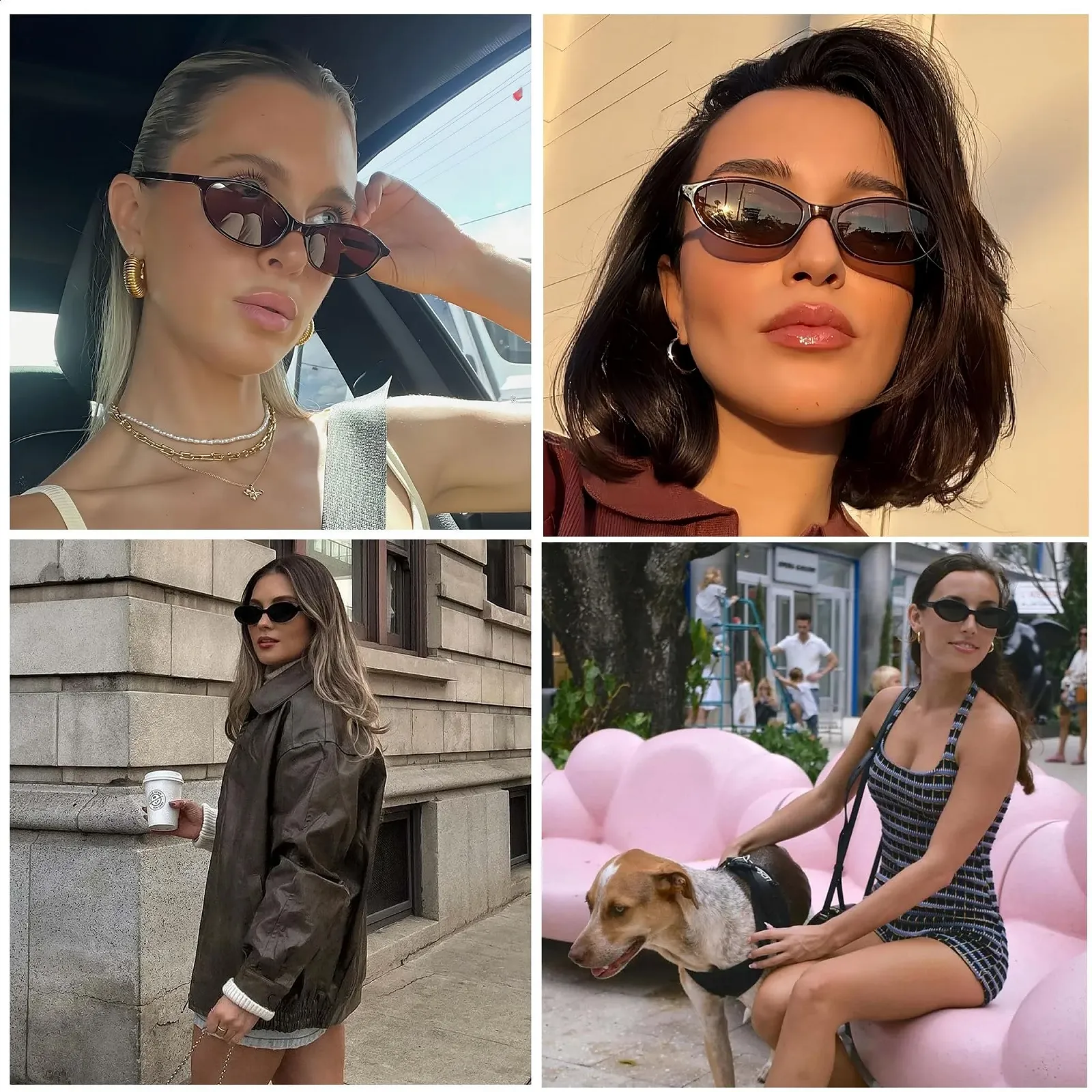 Сонцезахисні окуляри Oval FSMILING Ретро Тонкі Модні 90-х, фото №3