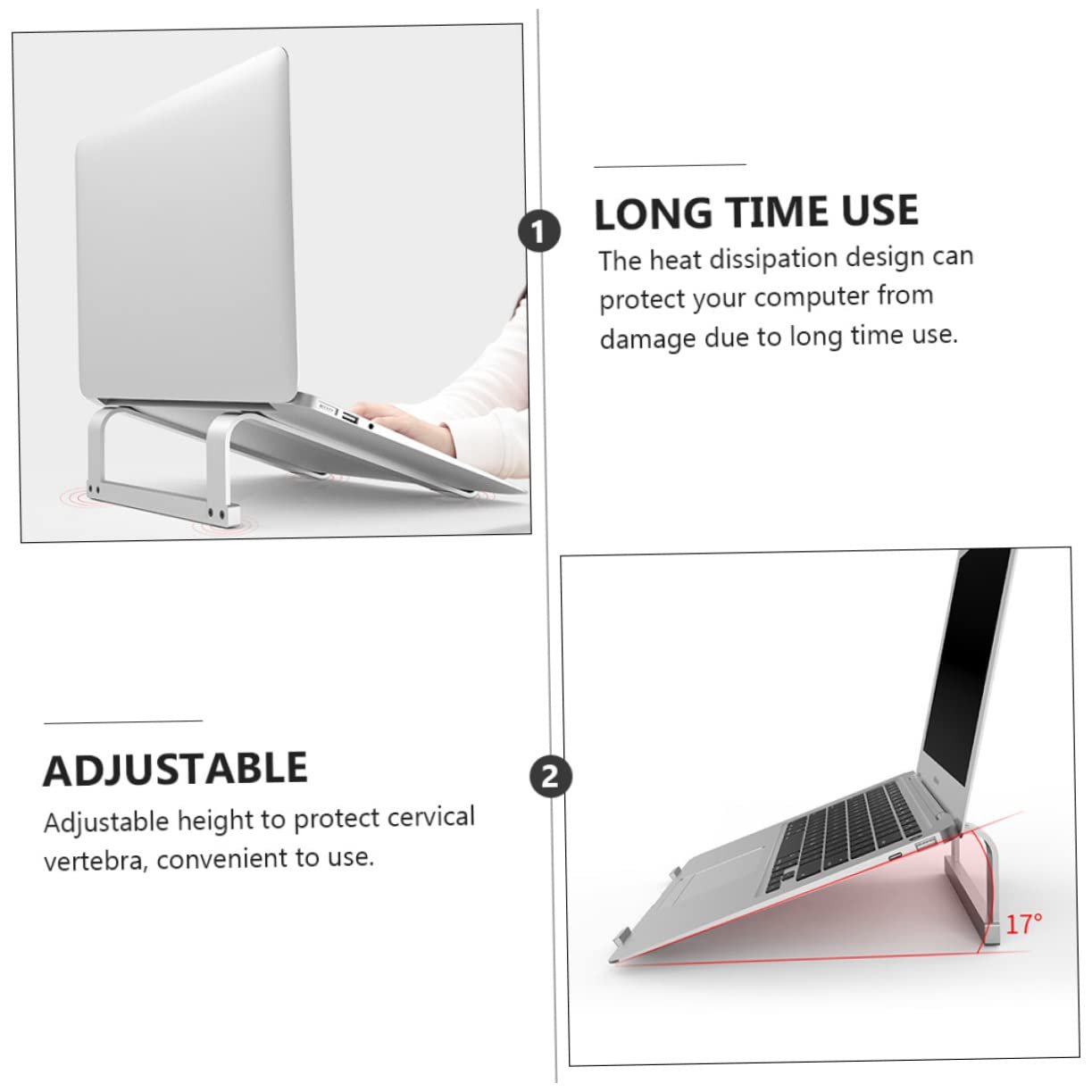 Підставка для ноутбука алюмінієва Holibanna Регульована по висоті Ергономічна, фото №4