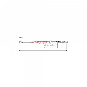 Трос стоянкового гальма METZGER GREENPARTS 10.9884 передній - Фото 1
