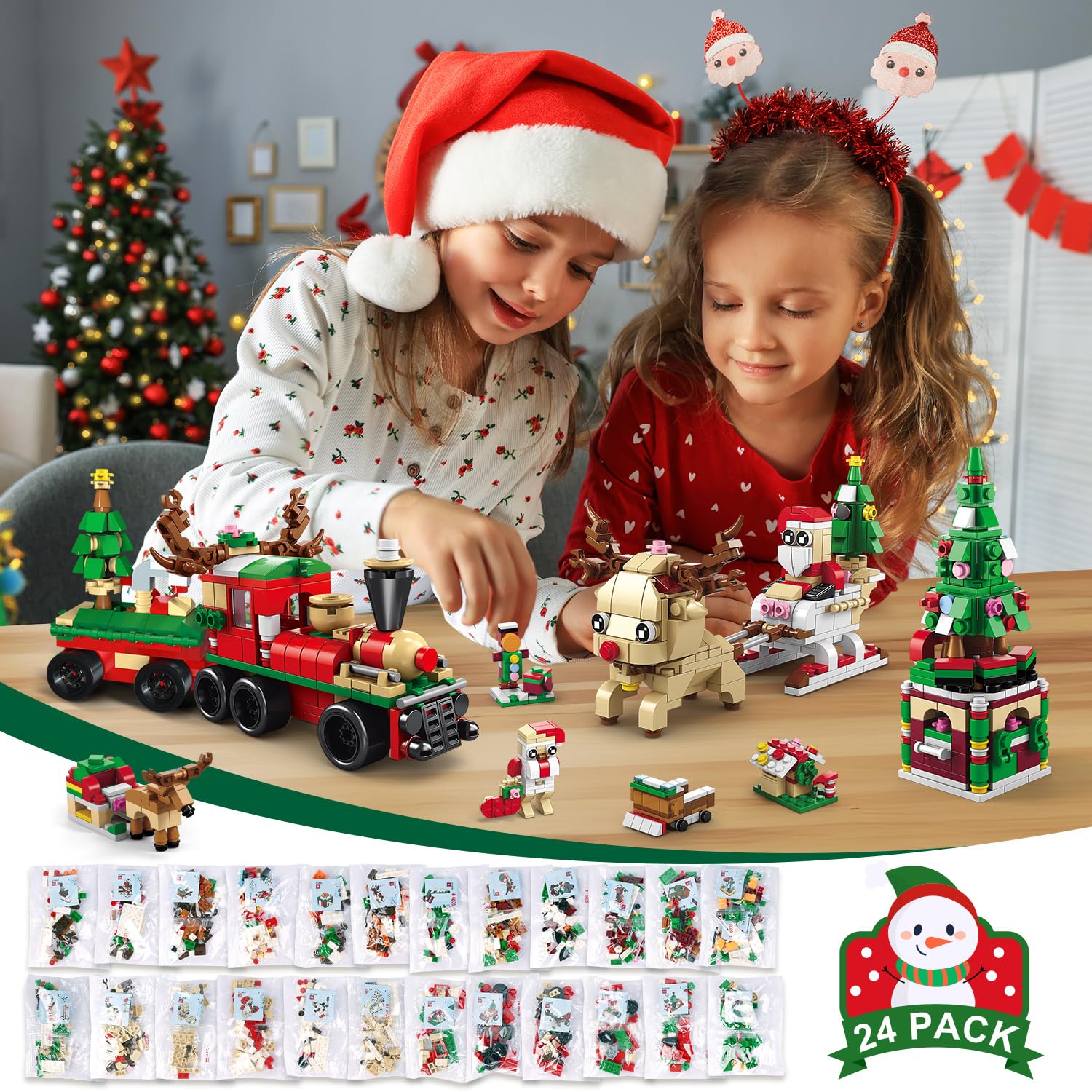 Набір HOGOKIDS Різдвяний Конструктор 28-в-1 з LED Світлом, фото №2