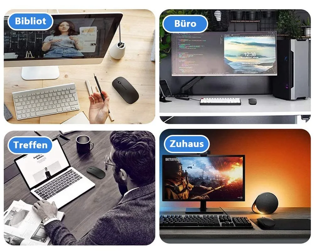 Мышь Беспроводная Qxvnm Bluetooth (USB 2.4 GHz + Bluetooth 5.2 + USB-C Адаптер) Перезаряжаемая Черный, фото №6