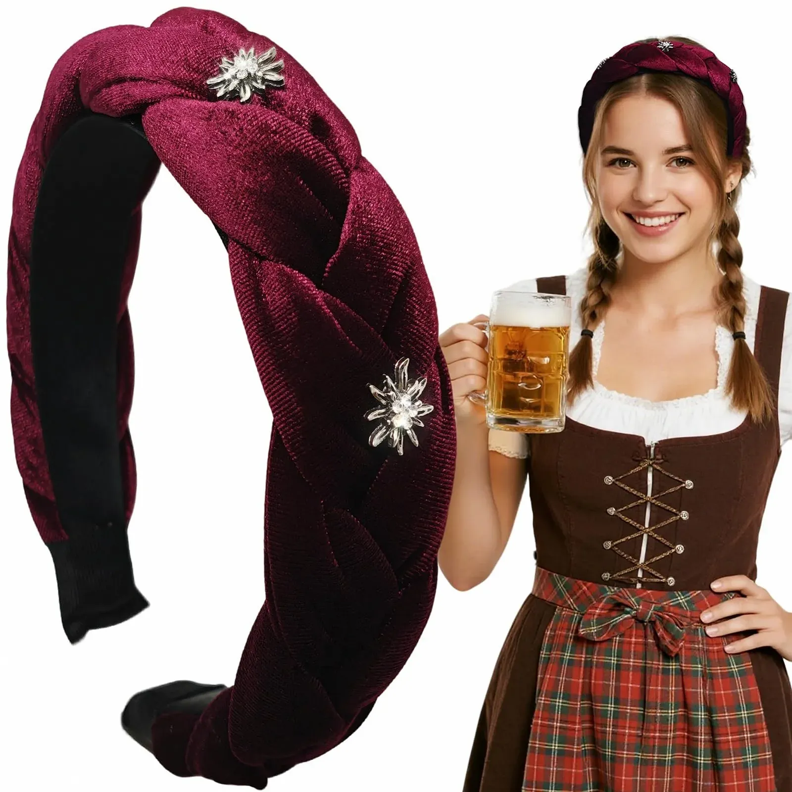 Обруч для волосся плетений Dirndl Оксамитовий, фото №7