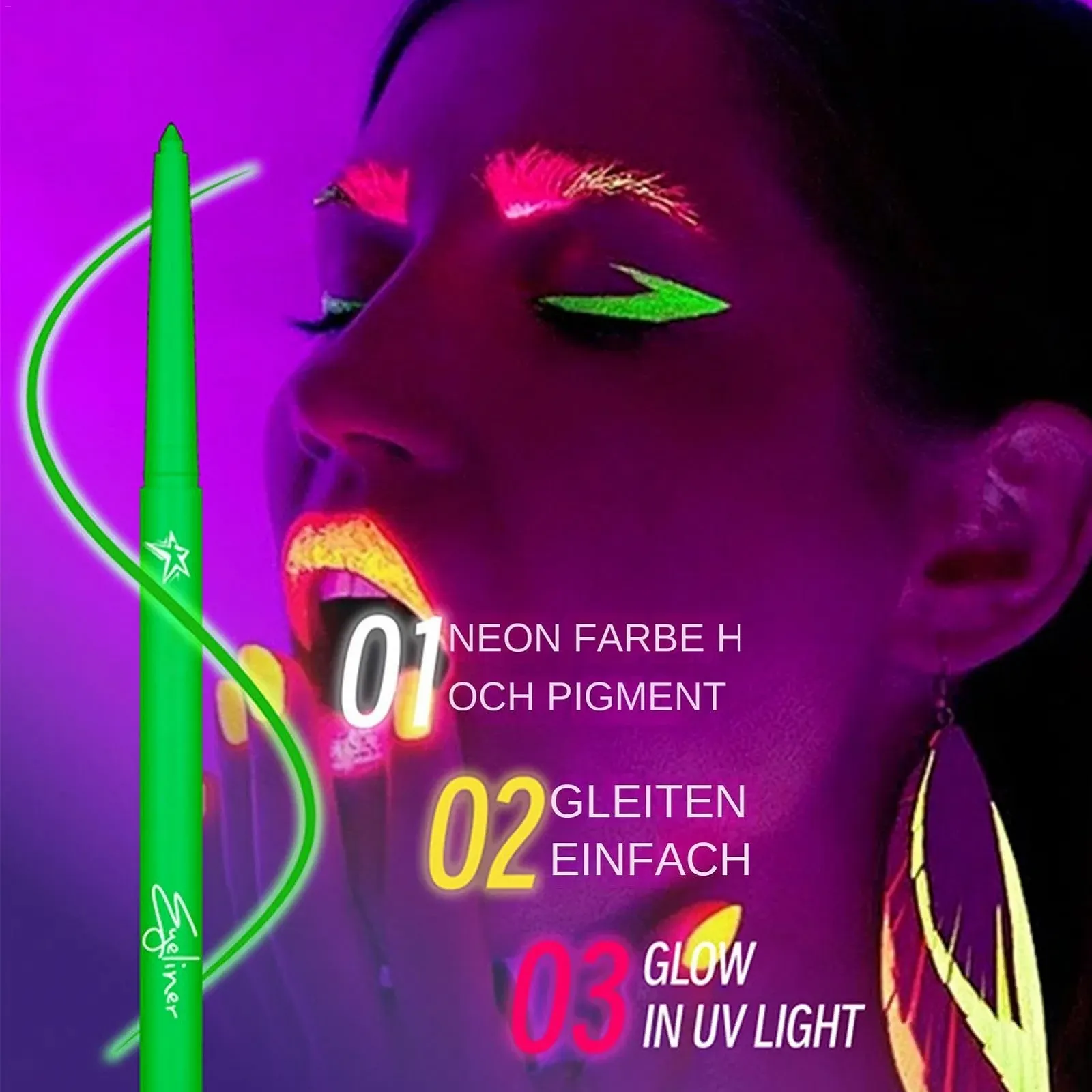 Олівець для очей Acunny Farbiger UV-флуоресцентна, Швидковисихаючий, 12 кольорів, Водостійкий, високопігментована, довготривала, фото №2 Олівець для очей Acunny Farbiger UV-флуоресцентна, Швидковисихаючий, 12 кольорів, Водостійкий, високопігментована, довготривала, фото №2