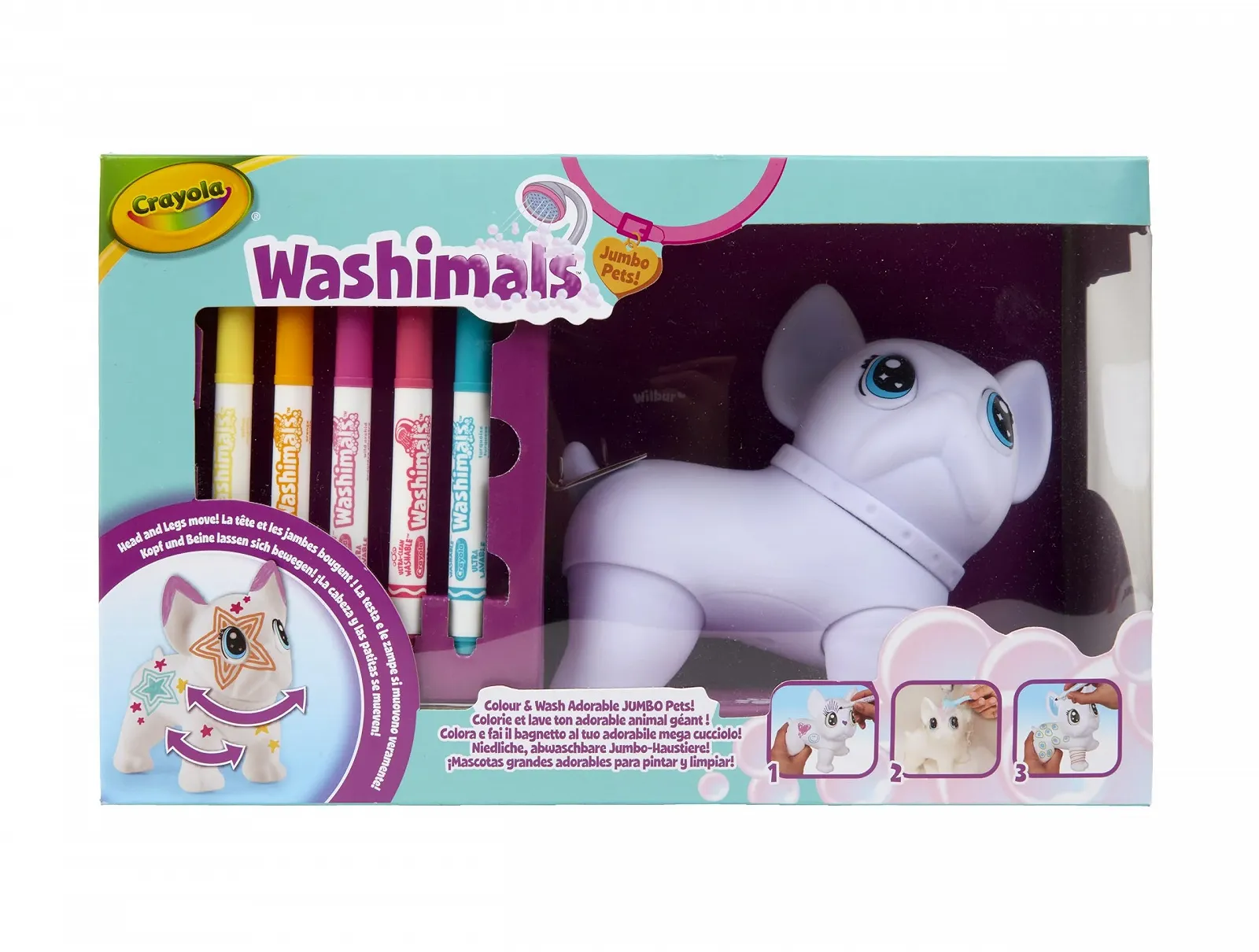 Набор Crayola Washimals Jumbo Pets Big Wilbur с 5 Смывающимися Фломастерами и кистью для детей от 3 лет 74-0227, фото №2 Набор Crayola Washimals Jumbo Pets Big Wilbur с 5 Смывающимися Фломастерами и кистью для детей от 3 лет 74-0227, фото №2