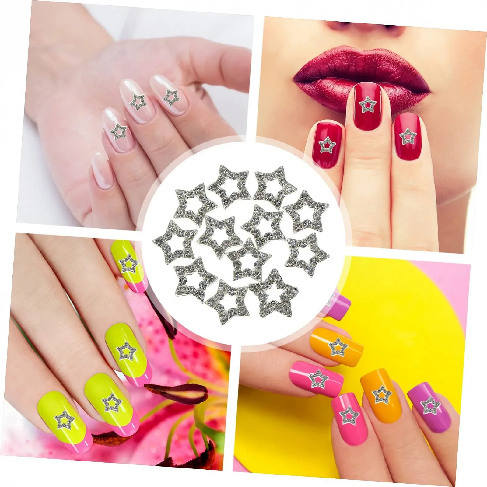 Подвески для ногтей POPETPOP 12 шт. Звездообразные декоративные подвески с драгоценными камнями для маникюра, фото №3