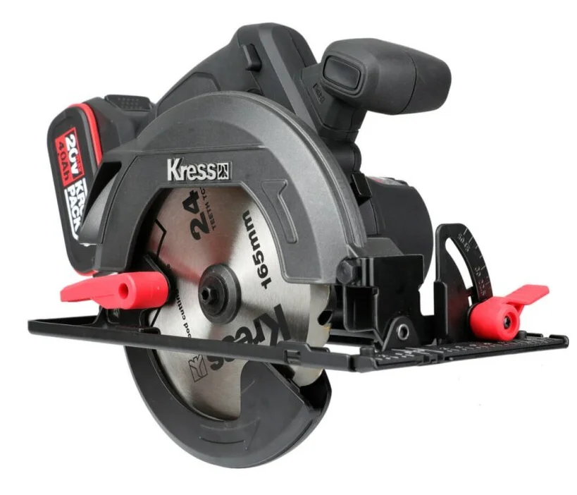 Акумуляторна циркулярная пила Kress KUE12.1 / 20V 2 х 4Ah / 5200 об/мин / 165 мм / Бесщеточная / Черная, фото №3