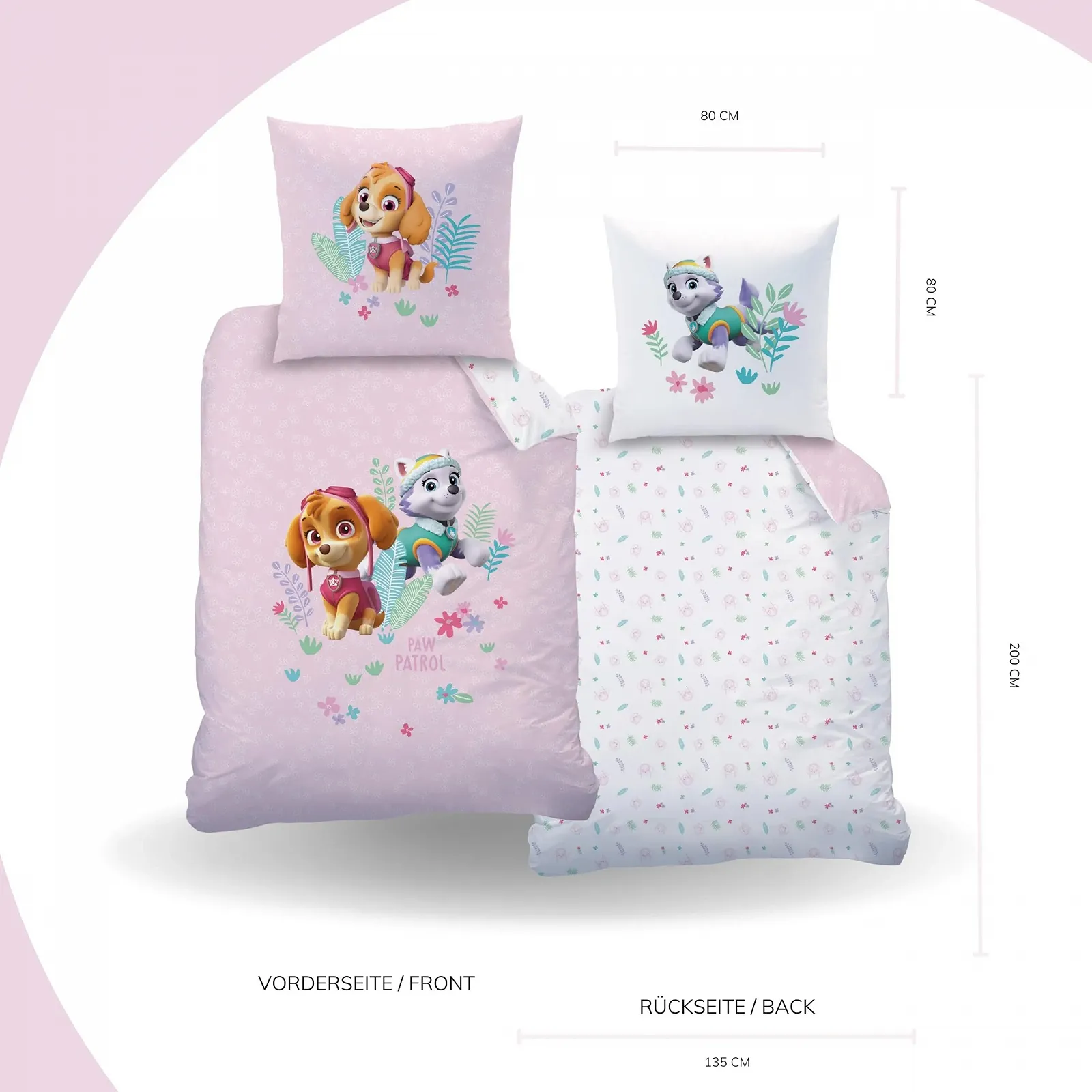 Постельное белье Фланель Paw Patrol Skye & Everest 135 x 200 см Розовый, фото №3