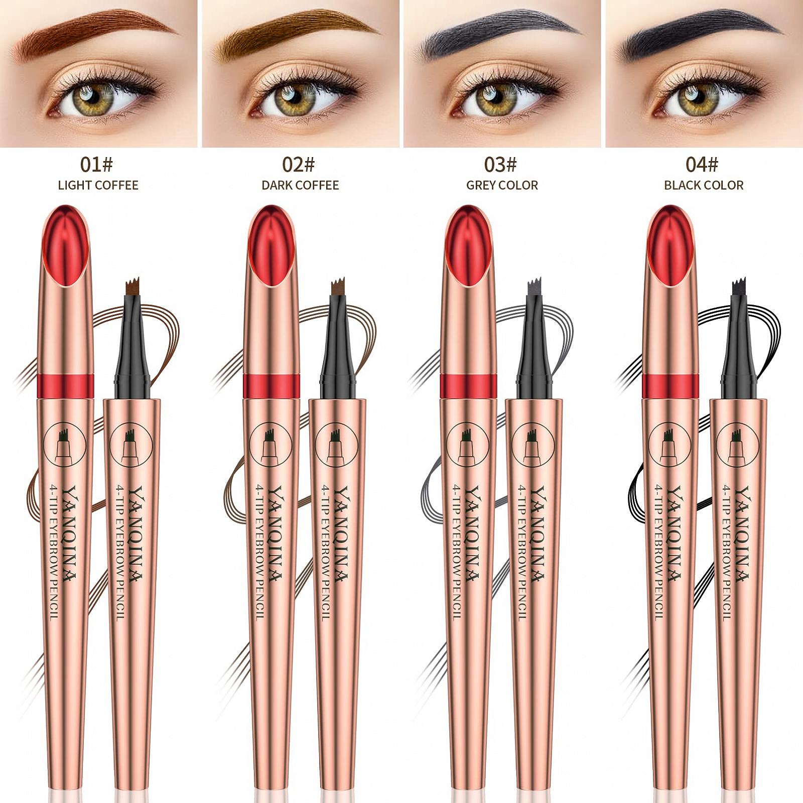 Олівець для брів Anifer Liquid Microblading 4-Point Fork Tip Водостійкий Тривалість Чорний, фото №6