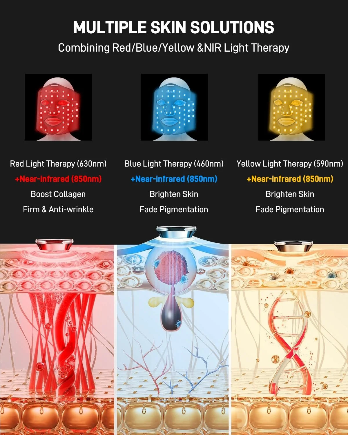 LED Маска для обличчя MICEYLIVE з 6 режимами, акумуляторна, дистанційне керування, світлотерапія для омолодження, фото №4 LED Маска для обличчя MICEYLIVE з 6 режимами, акумуляторна, дистанційне керування, світлотерапія для омолодження, фото №4