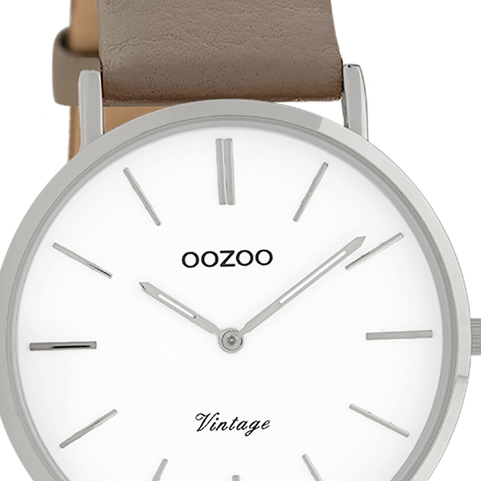 Женские часы Oozoo Vintage Series UOC20017 Аналоговые Кожа Taupe Коричневый, серебристый / белый, Ремешок., фото №2