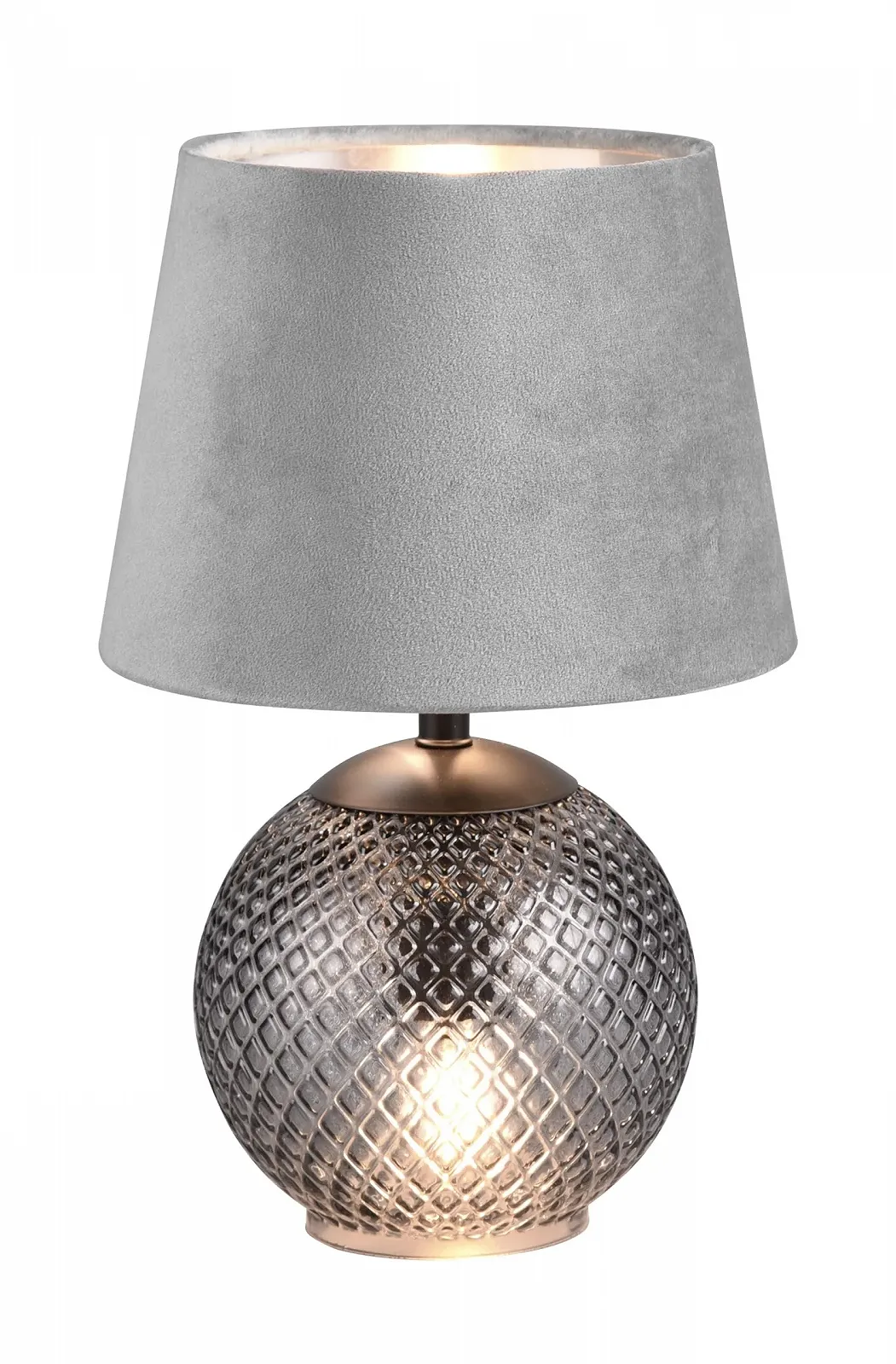 Настільна лампа Reality Leuchten Jonna R51242054 скляна основа оксамитовий абажур 2x E14 Сіра / Срібляста, фото №1