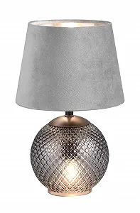 Настільна лампа Reality Leuchten Jonna R51242054 скляна основа оксамитовий абажур 2x E14 Сіра / Срібляста - Фото 1
