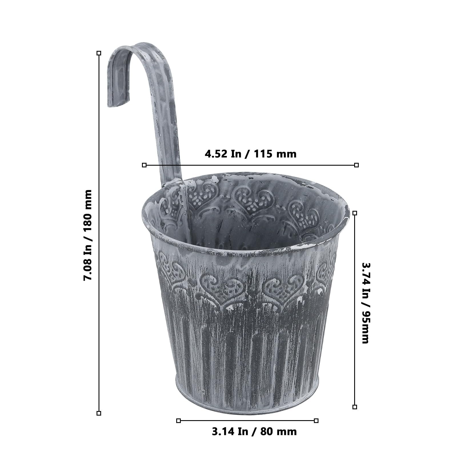 Набір підвісних квіткових горщиків 10 шт. металеві маленькі вінтажні з гачками сріблясті, фото №2 Набір підвісних квіткових горщиків 10 шт. металеві маленькі вінтажні з гачками сріблясті, фото №2