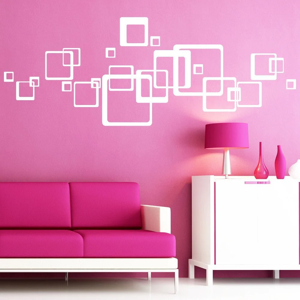 Наклейка на стену Wall Sticker Loft Square 23 шт. 30 цветов 26 x 26 см / 5 x 5 см, фото №3