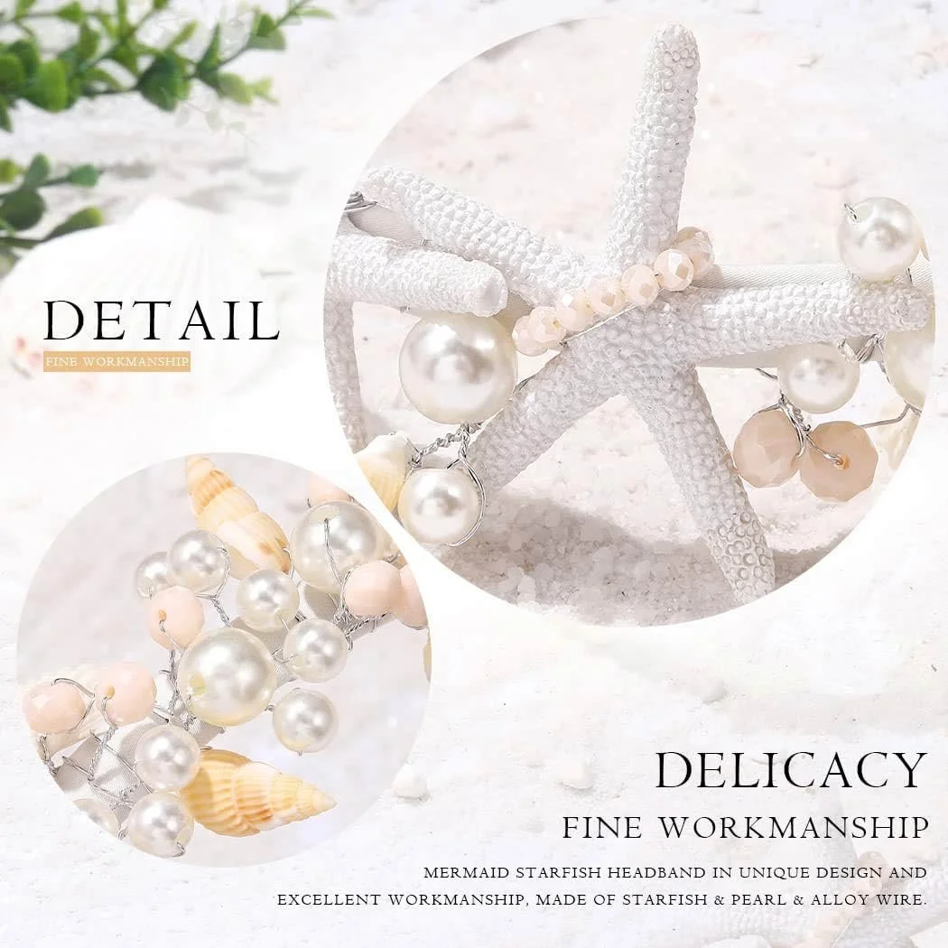 Обруч для волосся з морською зіркою Білий, фото №4