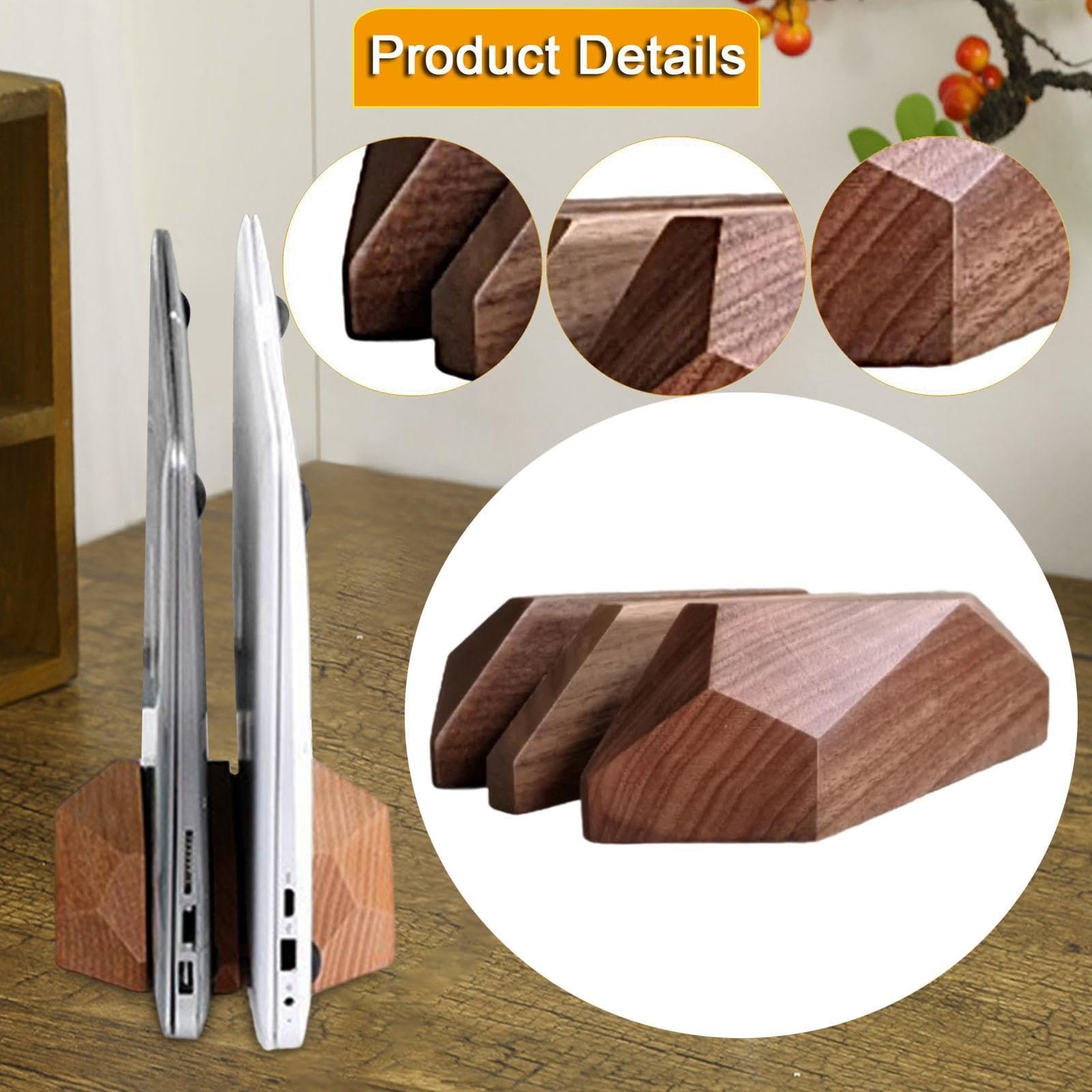 Вертикальная Деревянная Подставка для ноутбука 18 x 11,5 x 5 см, фото №3