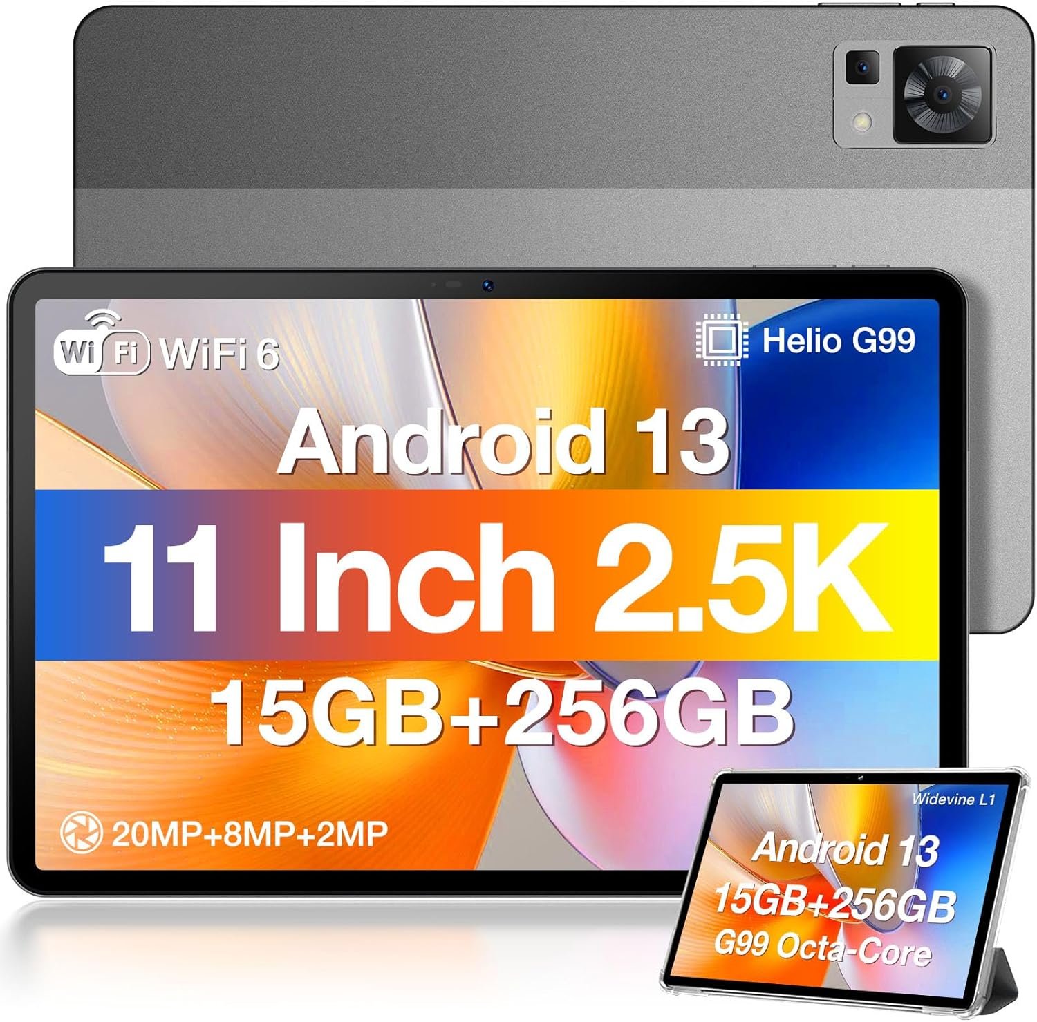 Планшет 10.1" WQHD DOOGEE T30Pro 8/256ГБ 4G 2-SIM 8 ядер Android 13 8590 mAh Сірий, фото №1