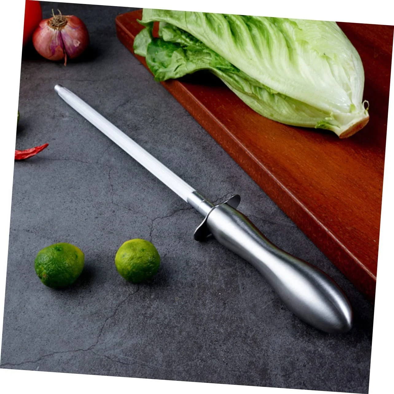 Мусат для кухонних ножів Ciieeo з вуглецевої сталі з ергономічною ручкою, фото №3