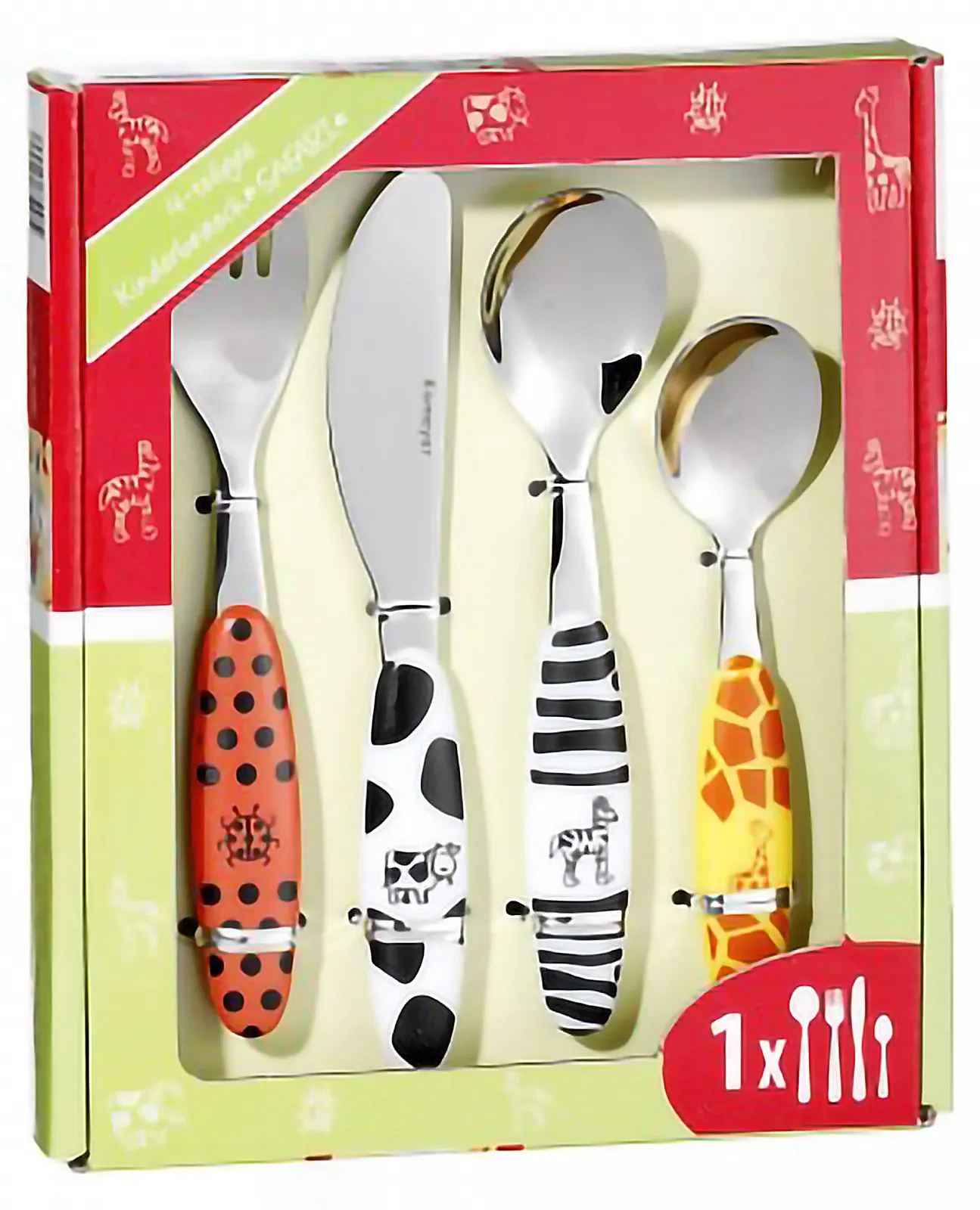 Дитячі столові прибори Safari Барвисті звірячі мотиви, нержавіюча сталь, фото №4 Дитячі столові прибори Safari Барвисті звірячі мотиви, нержавіюча сталь, фото №4