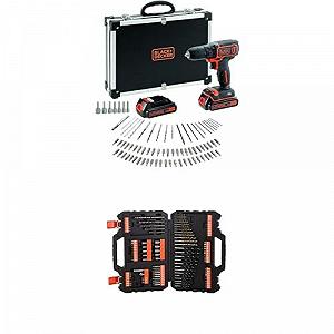Набір Шурупокрут Black+Decker BDCDC18BAFC-QW (18 В, 2 x Li-Ion Слайд Акумулятори, 80 аксесуарів у високоякісному кейсі) + Black+Decker Набір Насадок для свердління та закручування (109 елементів) - Фото 1