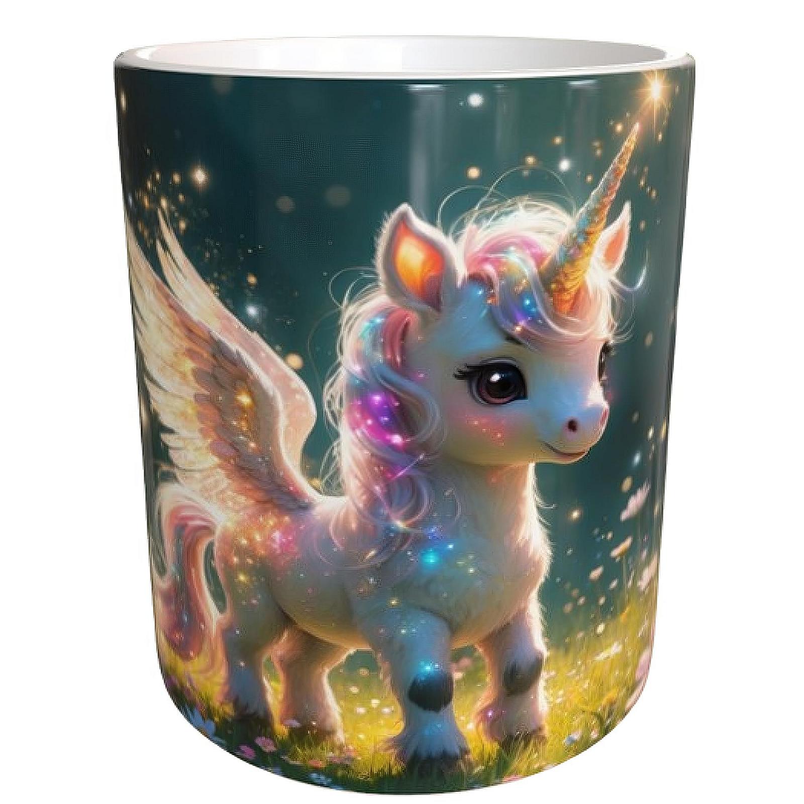 Кружка Unicorn 330 мл - Sparkling Baby Unicorn with Wings at Night - Magical Fairy Tale World - Идея подарка для детей и любителей единорогов, фото №1 Кружка Unicorn 330 мл - Sparkling Baby Unicorn with Wings at Night - Magical Fairy Tale World - Идея подарка для детей и любителей единорогов, фото №1