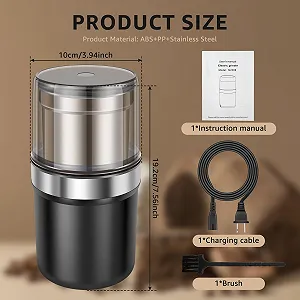 Электрическая кофемолка со съемным контейнером из нержавеющей стали для кофейных зерен, трав, орехов, зерна, песто, специй, сахара, черный synthetic.ua - Фото 1