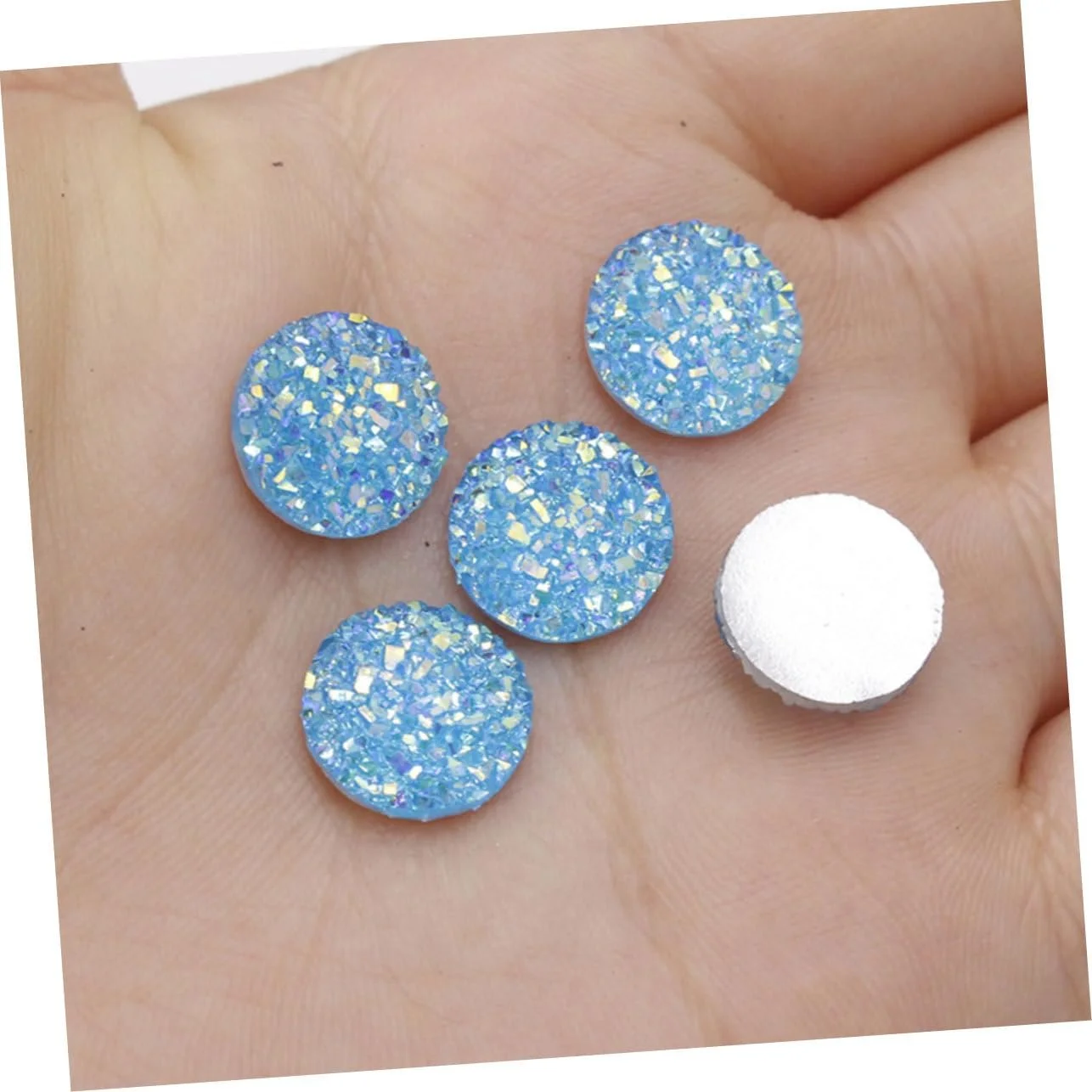 Украшения FRCOLOR, 100 штук, бусины из смолы, круглые кабошоны, искусственные друзы, стеклянные драгоценные камни, фото №7